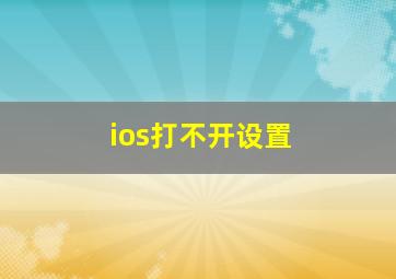 ios打不开设置