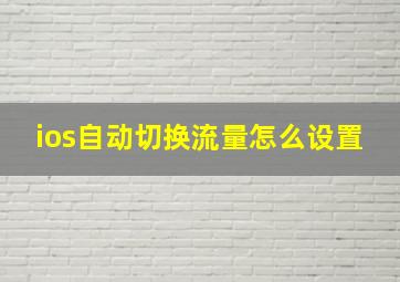 ios自动切换流量怎么设置