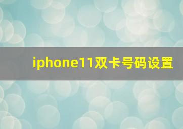 iphone11双卡号码设置