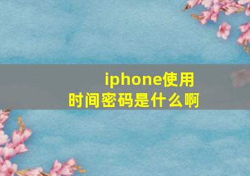 iphone使用时间密码是什么啊