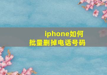 iphone如何批量删掉电话号码