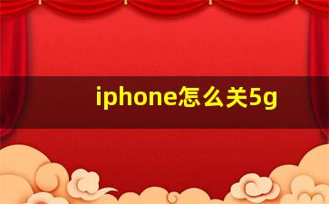 iphone怎么关5g