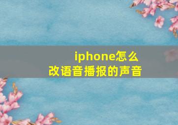 iphone怎么改语音播报的声音