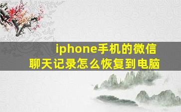 iphone手机的微信聊天记录怎么恢复到电脑