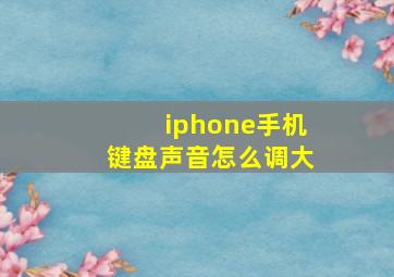 iphone手机键盘声音怎么调大