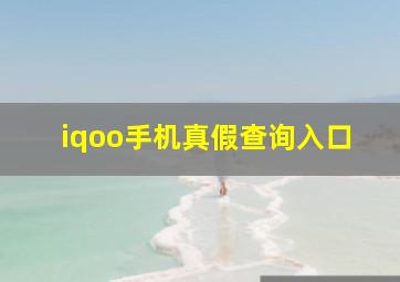 iqoo手机真假查询入口