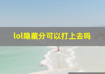 lol隐藏分可以打上去吗