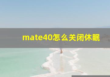 mate40怎么关闭休眠