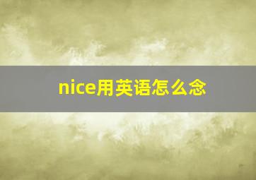 nice用英语怎么念