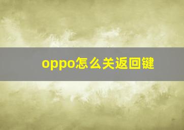 oppo怎么关返回键