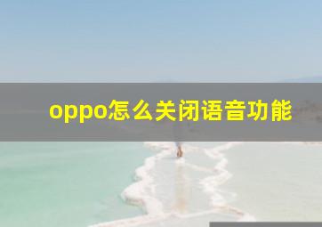 oppo怎么关闭语音功能