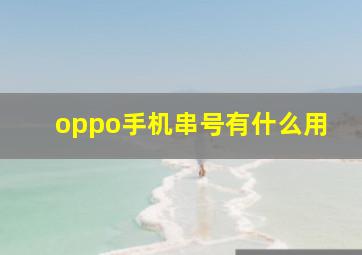 oppo手机串号有什么用