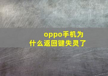 oppo手机为什么返回键失灵了