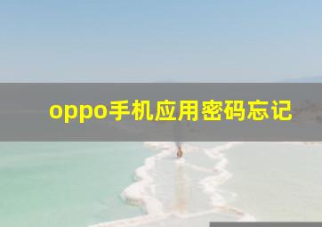 oppo手机应用密码忘记