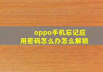 oppo手机忘记应用密码怎么办怎么解锁