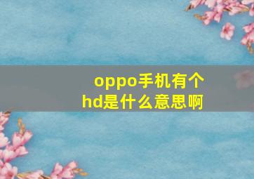 oppo手机有个hd是什么意思啊