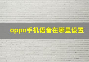 oppo手机语音在哪里设置