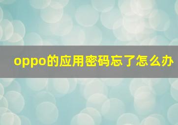 oppo的应用密码忘了怎么办