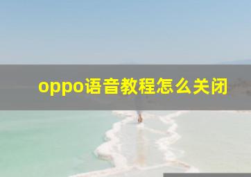 oppo语音教程怎么关闭