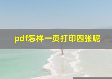 pdf怎样一页打印四张呢