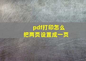 pdf打印怎么把两页设置成一页