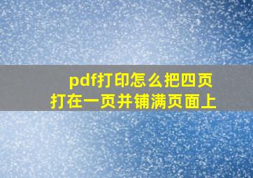 pdf打印怎么把四页打在一页并铺满页面上