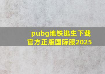 pubg地铁逃生下载官方正版国际服2025