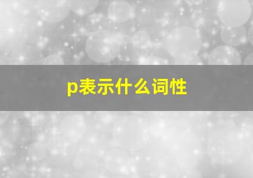 p表示什么词性