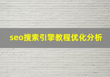 seo搜索引擎教程优化分析