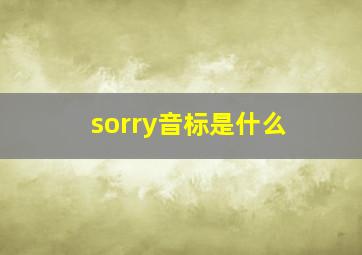 sorry音标是什么