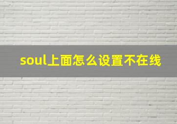 soul上面怎么设置不在线