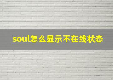 soul怎么显示不在线状态