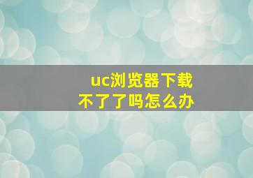 uc浏览器下载不了了吗怎么办