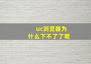 uc浏览器为什么下不了了呢