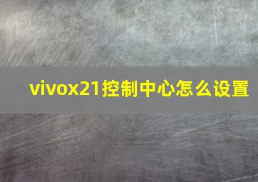 vivox21控制中心怎么设置