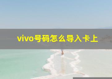 vivo号码怎么导入卡上