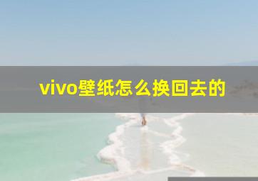 vivo壁纸怎么换回去的