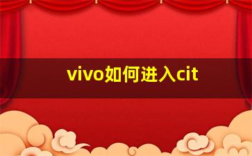 vivo如何进入cit