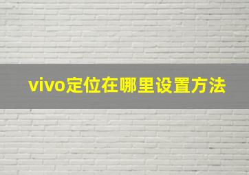 vivo定位在哪里设置方法