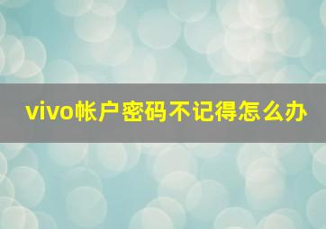 vivo帐户密码不记得怎么办