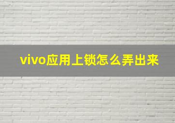 vivo应用上锁怎么弄出来