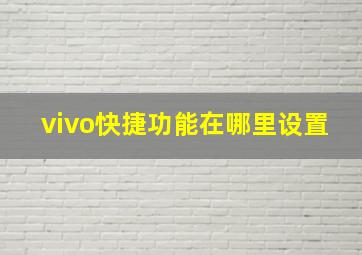 vivo快捷功能在哪里设置