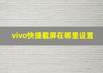 vivo快捷截屏在哪里设置