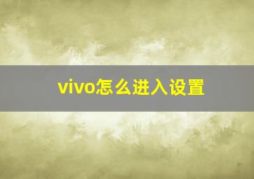 vivo怎么进入设置