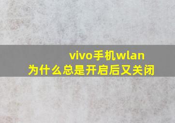 vivo手机wlan为什么总是开启后又关闭