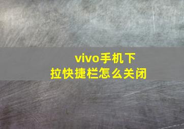 vivo手机下拉快捷栏怎么关闭