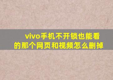 vivo手机不开锁也能看的那个网页和视频怎么删掉