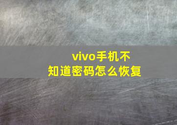 vivo手机不知道密码怎么恢复