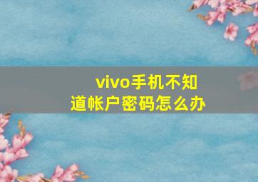 vivo手机不知道帐户密码怎么办