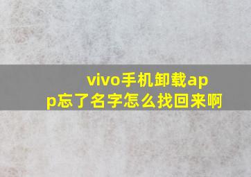 vivo手机卸载app忘了名字怎么找回来啊